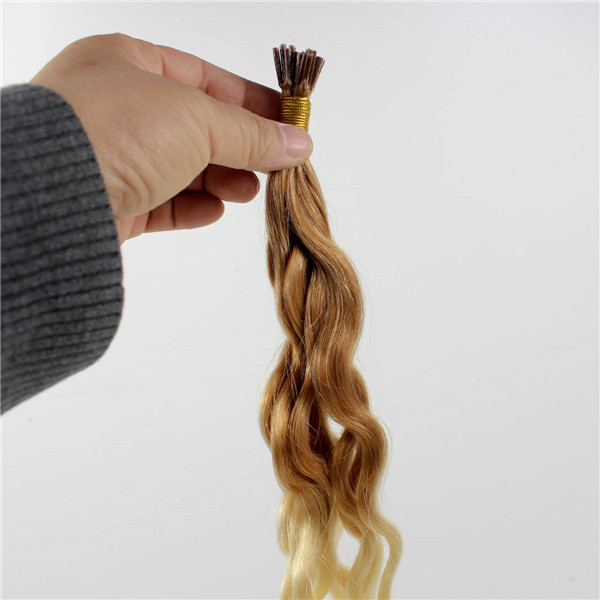 Blonde curly ombre keratin hair extensions ZJ0074